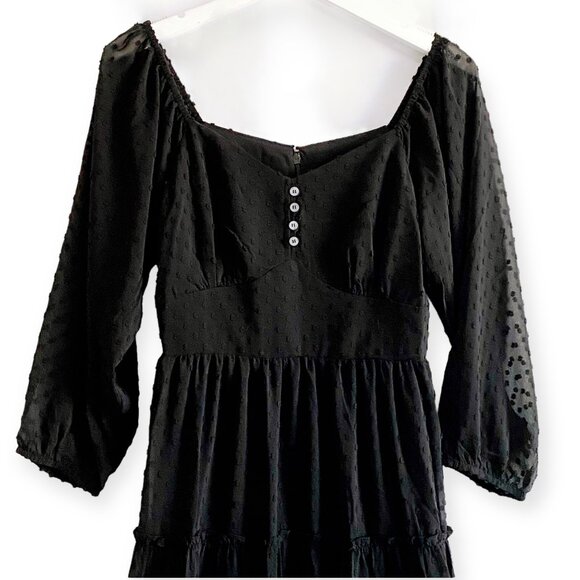 J.Crew Swiss Dot Tiered Midi Dress Black Long Sleeve Sheer Size 2 NWT - Picture 7 of 16